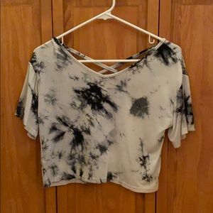 black & white tye dye cropped t-shirt